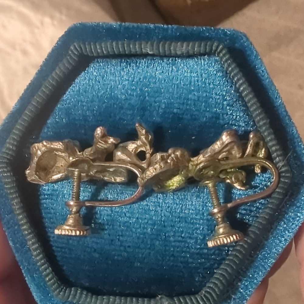 Vintage Silver Pixie Elf Screw Back Earrings - image 2